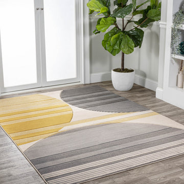 Nicky Geometric Striped Circles Area Rug